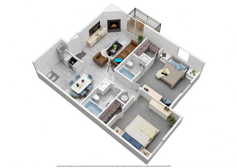 Floor plan for 2 beds, 2 baths, 824 sqft